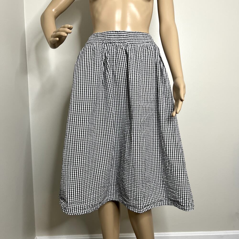Cynthia Rowley Black and White Gingham Midi Skirt
